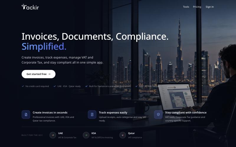 Tackir AI finance workspace